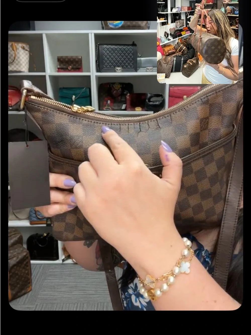 Louis Vuitton Damier Bloomsbury with callouts & receipt - Picture 4 of 13